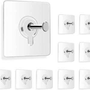 Self-Adhesive Photo Frame Hooks Heavy Duty, No-Drill Wall Hanging Solution, Transparent Design, Waterproof & Heat-Resistant (Pack of 10)