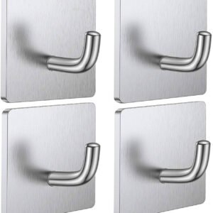 Heavy Duty Self-Adhesive Wall Towel Hanger Hooks – No-Drill, Waterproof, Rust-Resistant (Pack of 4)