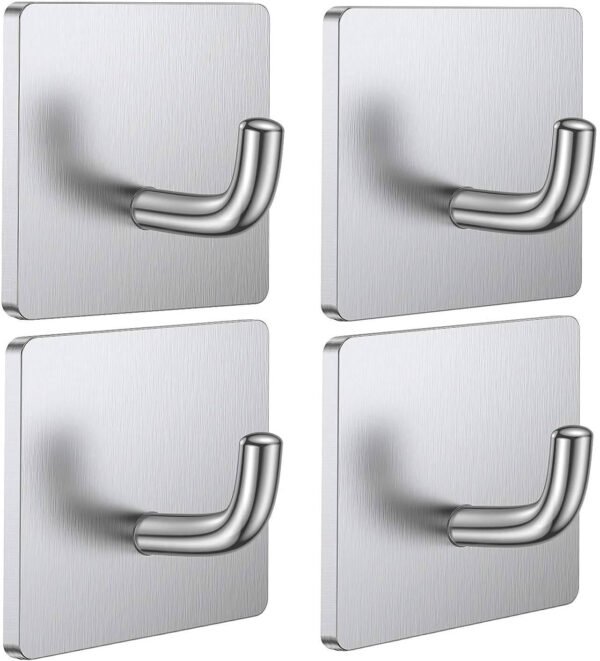 SellerBazaar Heavy Duty Silver Adhesive Hooks - Strong & Elegant