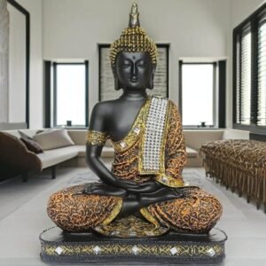 Meditating Sitting Buddha Statue | Polyresin Handcrafted Showpiece for Home Decor & Gifts (25cm)