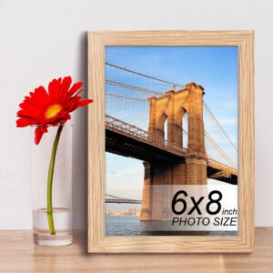 Table/Wall Photo Frame for Home Decor, Bedroom, Table Top, Office Desk, Living Room | One Piece | Size 6x8 Inch - Light Wood