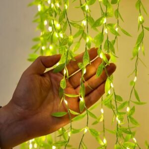 200 LED Artificial Green Leaf Curtain String Lights, 8 Modes Warm White, Decorative Fairy Light for Bedroom, Party, Diwali (3M, 1 Pc, 2 pin AC Plug)