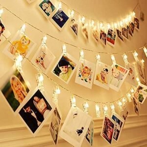 Photo Clip LED String Lights | 10 Clips | AC Powered | For Wall Decor, Wedding, Party & Festival, Home Decoration (Cool White), - 10 Clips LED