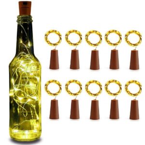 Bottle Cork LED String Fairy Decorative Lights | Warm White | Battery Powered (3 LR44 Cell Included) | 20 LEDs | 2 Meter Copper Wire | Pack of 5 - Set of 10 Pcs