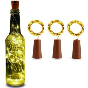 Bottle Cork LED String Fairy Decorative Lights | Warm White | Battery Powered (3 LR44 Cell Included) | 20 LEDs | 2 Meter Copper Wire | Pack of 5 - Set of 3 Pcs