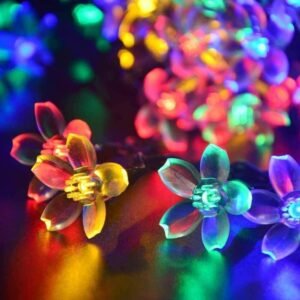16 LED Silicone Flower String Fairy Lights | RGB | IP44 Water‑Resistant, Blossom Lights Decor for Diwali, Wedding, Party (RGB, 2 pin AC Plug Power)