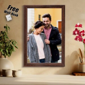 Synthetic Photo Frame 8x12 Inch for Wall | Modern Frame for Home Décor, Bedroom, Office Desk, Living Room - Dark Wood