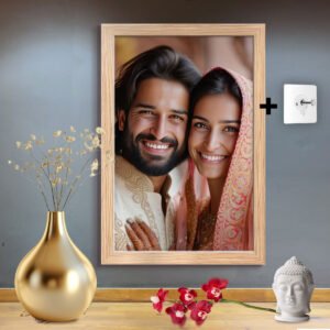 Synthetic Photo Frame 8x12 Inch for Wall | Modern Frame for Home Décor, Bedroom, Office Desk, Living Room - Light Wood